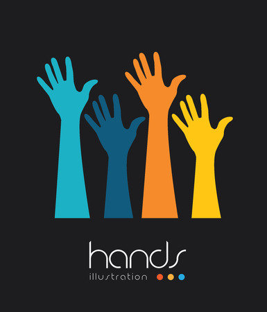 Hands design over black background, illustrationのイラスト素材