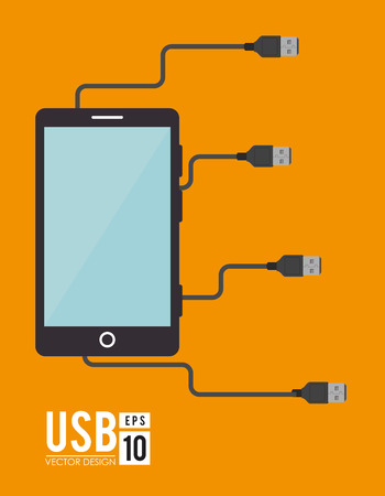 USB design over yellow background, illustrationのイラスト素材