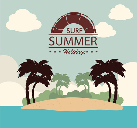 Summer design over beach scape background, illustrationのイラスト素材