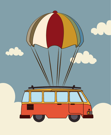 Transport design over cloudscape background, illustrationのイラスト素材