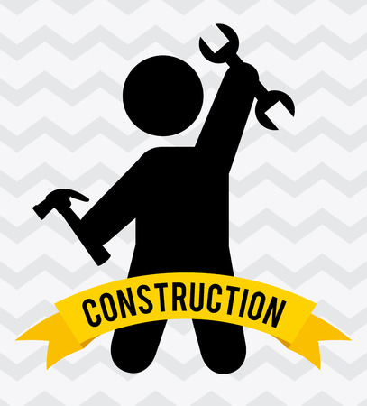 under construction design over  waves background vector illustrationのイラスト素材