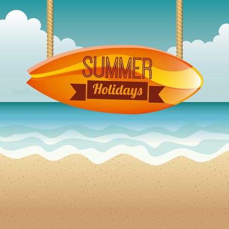 Summer design over seascape background, vector illustrationのイラスト素材