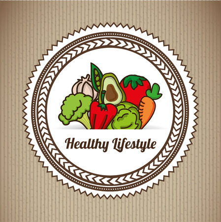 healthy lifestyle over brown background vector illustrationのイラスト素材