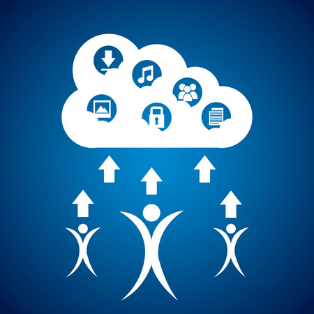 clouds computing over blue background vector illustrationのイラスト素材