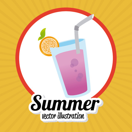 Summer design over yellow background, vector illustrationのイラスト素材