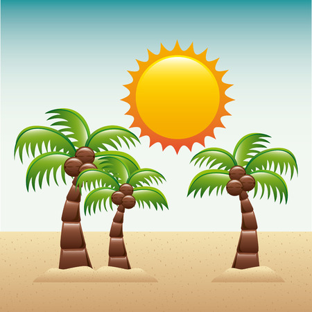 Summer design over seascape background, vector illustrationのイラスト素材