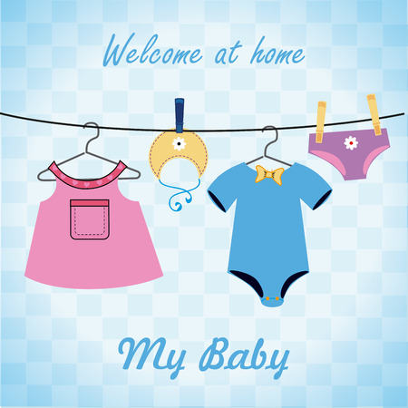 Baby shower design over blue background, vector illustrationのイラスト素材