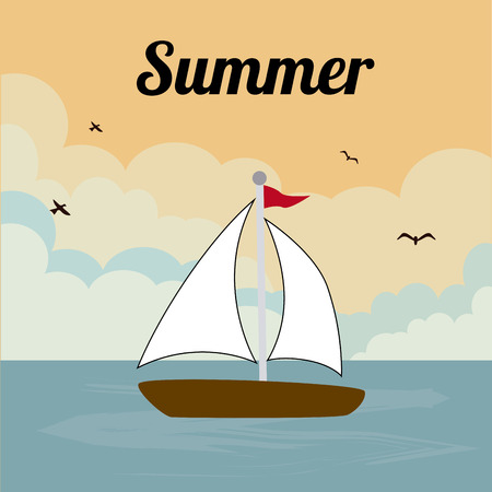 Summer design over seascape background, vector illustrationのイラスト素材