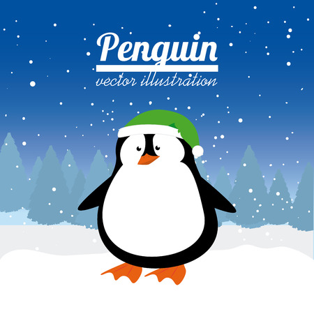 Merry christmas design over landscape background, vector illustrationのイラスト素材