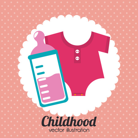 Baby shower design over pink background, vector illustrationのイラスト素材