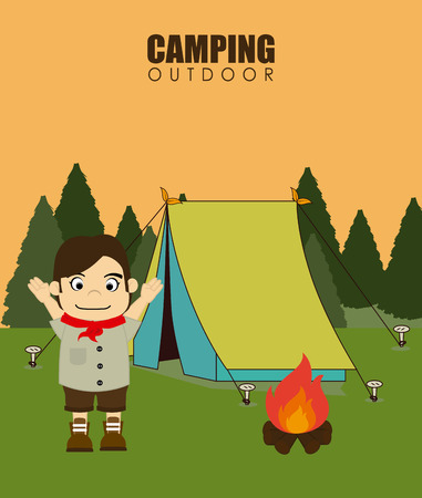 Camping design over landscape background, vector illustrationのイラスト素材