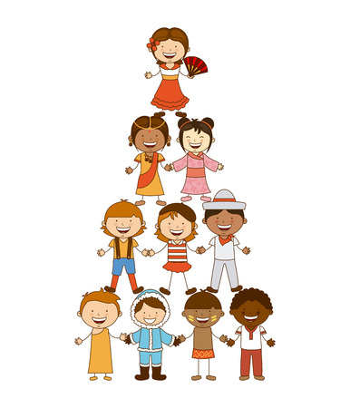 diversity of races over white  background vector illustrationのイラスト素材