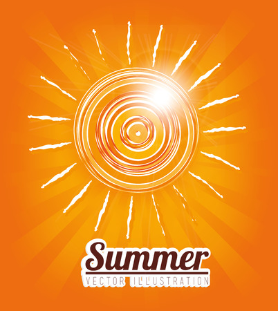 Summer design over orange background, vector illustrationのイラスト素材