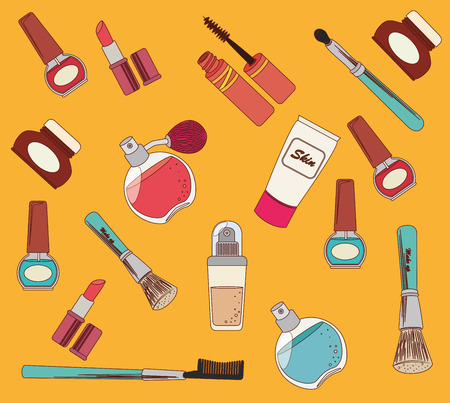 Cosmetics design over orange background, vector illustrationのイラスト素材