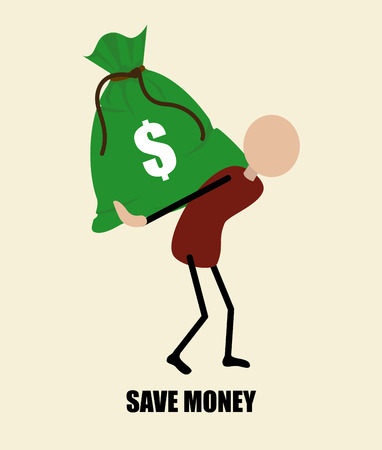 save money over yellow background, vector illustrationのイラスト素材