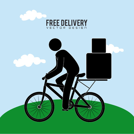 Free Delivery design over landscape background, vector illustrationのイラスト素材