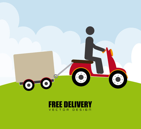 Free Delivery design over landscape background, vector illustrationのイラスト素材