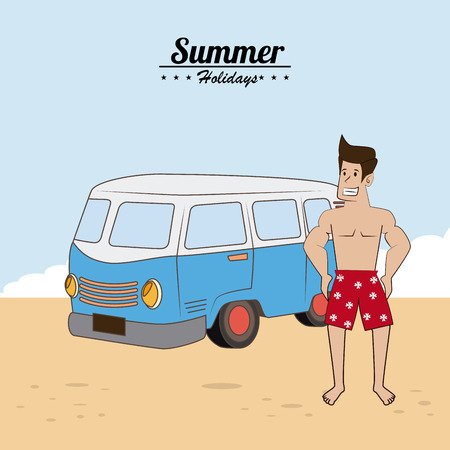 Summer design over beachscape background, vector illustrationのイラスト素材
