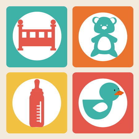 Baby shower card design over beige background, vector illustrationのイラスト素材