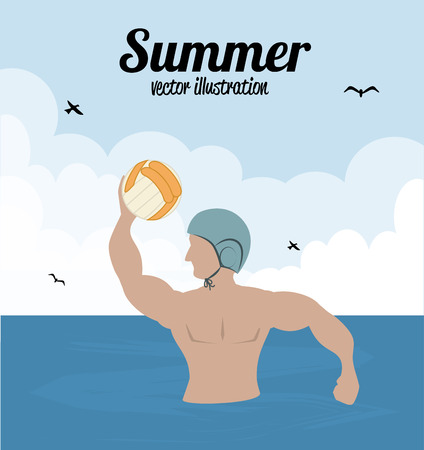 Summer design over seascape background, vector illustrationのイラスト素材