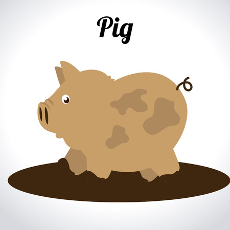 Pig over gray background, vector illustrationのイラスト素材