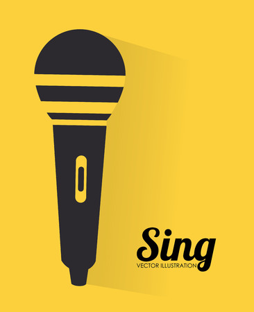 microphone over yellow background, vector illustrationのイラスト素材
