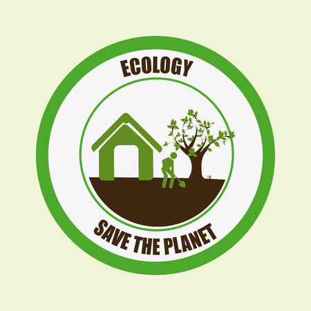 Ecology design over beige background, vector illustrationのイラスト素材
