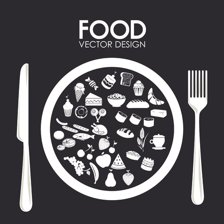 Illustration of a plate of food iconsのイラスト素材