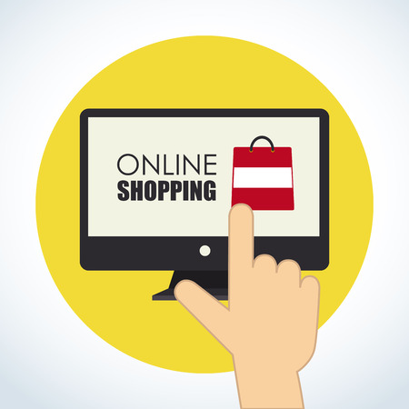 Illustration of finger pointing at monitor screenのイラスト素材