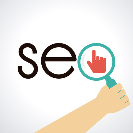 SEO design of hand holding a magnifying glass のイラスト素材