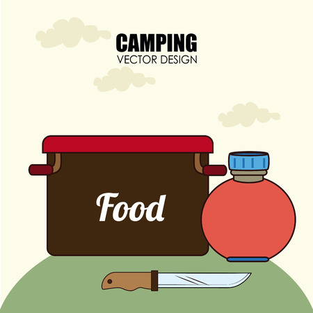 Illustration of food preparation at campsite のイラスト素材