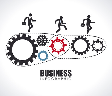 Illustration of people running on gearsのイラスト素材