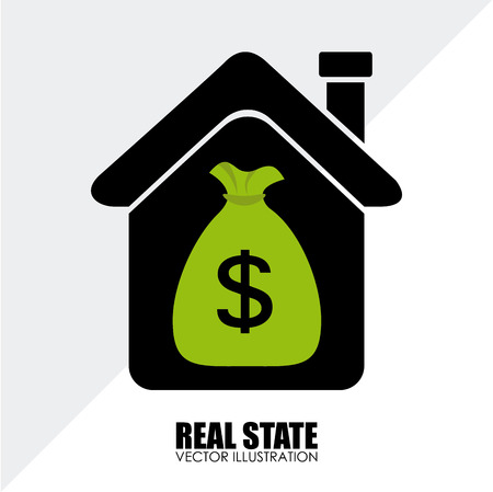 Illustration of a house with a bag of moneyのイラスト素材