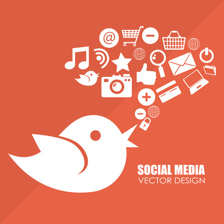 Illustration of a bird and various social media iconsのイラスト素材