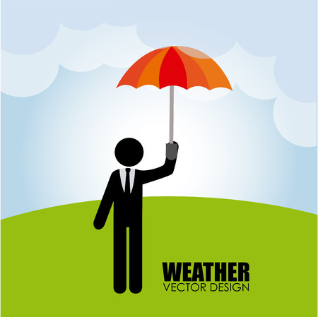 Illustration of a man holding an umbrellaのイラスト素材