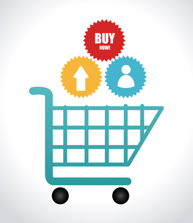 Illustration of a shopping cart with iconsのイラスト素材