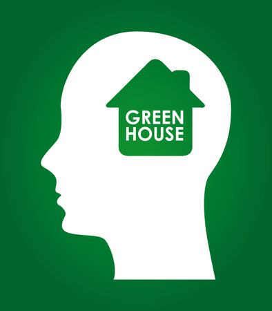eco green house design over green background illustrationのイラスト素材