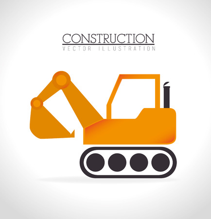 Construction backhoe design over white background illustrationのイラスト素材
