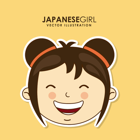 japanese girl over cream background illustrationのイラスト素材