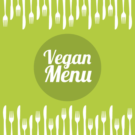 vegan food menu over green background illustrationのイラスト素材