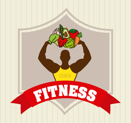 Fitness design over lineal background illustrationのイラスト素材