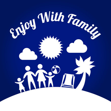 family design over blue background illustrationのイラスト素材