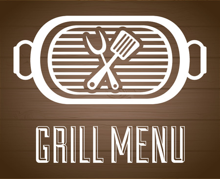 Grill menu design over wood background illustrationのイラスト素材