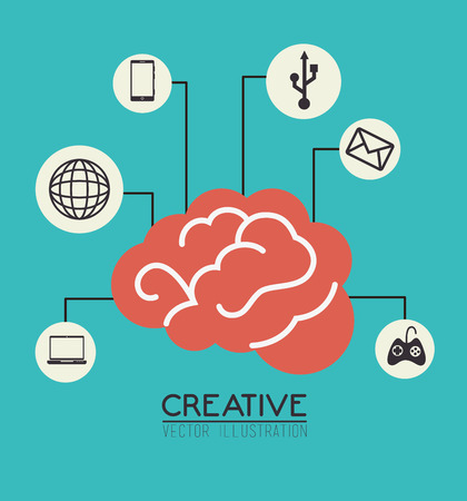 Creative Idea design over blue background illustrationのイラスト素材