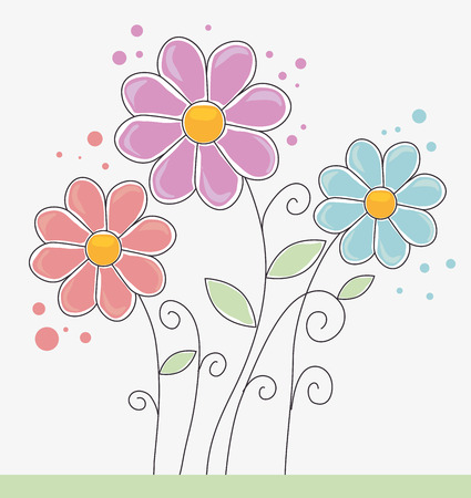 Flowers design over white background illustrationのイラスト素材