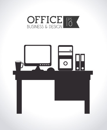 Office desk design over white background illustrationのイラスト素材
