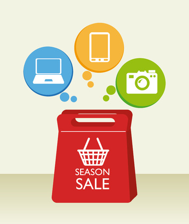 Shopping design over beige background illustrationのイラスト素材