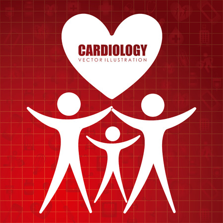 Cardiology Medical design over red background illustrationのイラスト素材