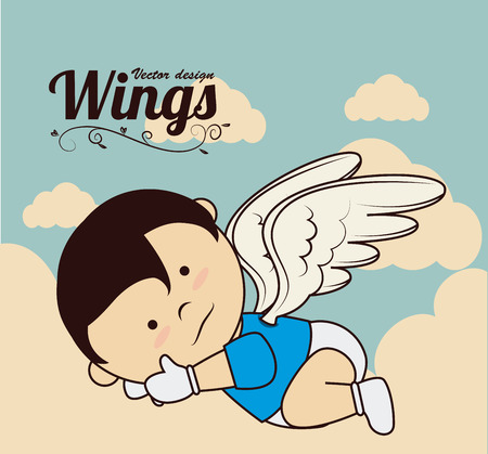 baby angel Wings design over cloudscape background illustrationのイラスト素材