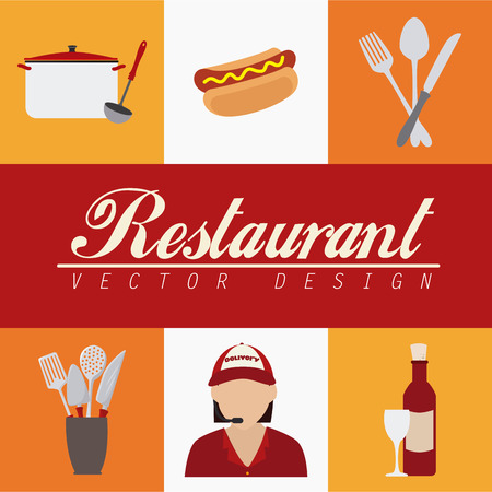 Restaurant design over white and yellow background illustrationのイラスト素材